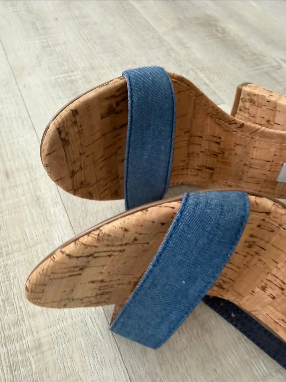 Steve Madden Denim Cork Block Heel Sandals - Dark Blue/Blue. NWOB